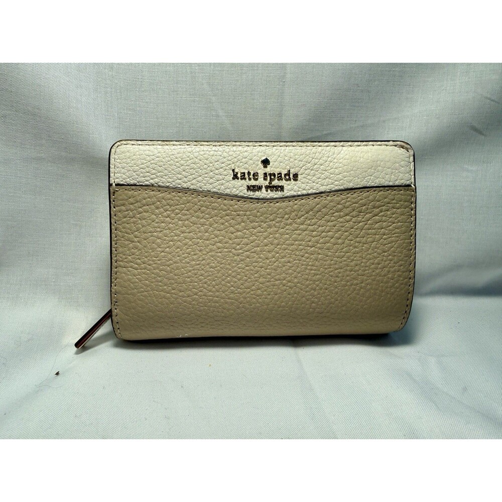 Kate Spade Leila Medium Compact Bifold Wallet Leather - Light Sand